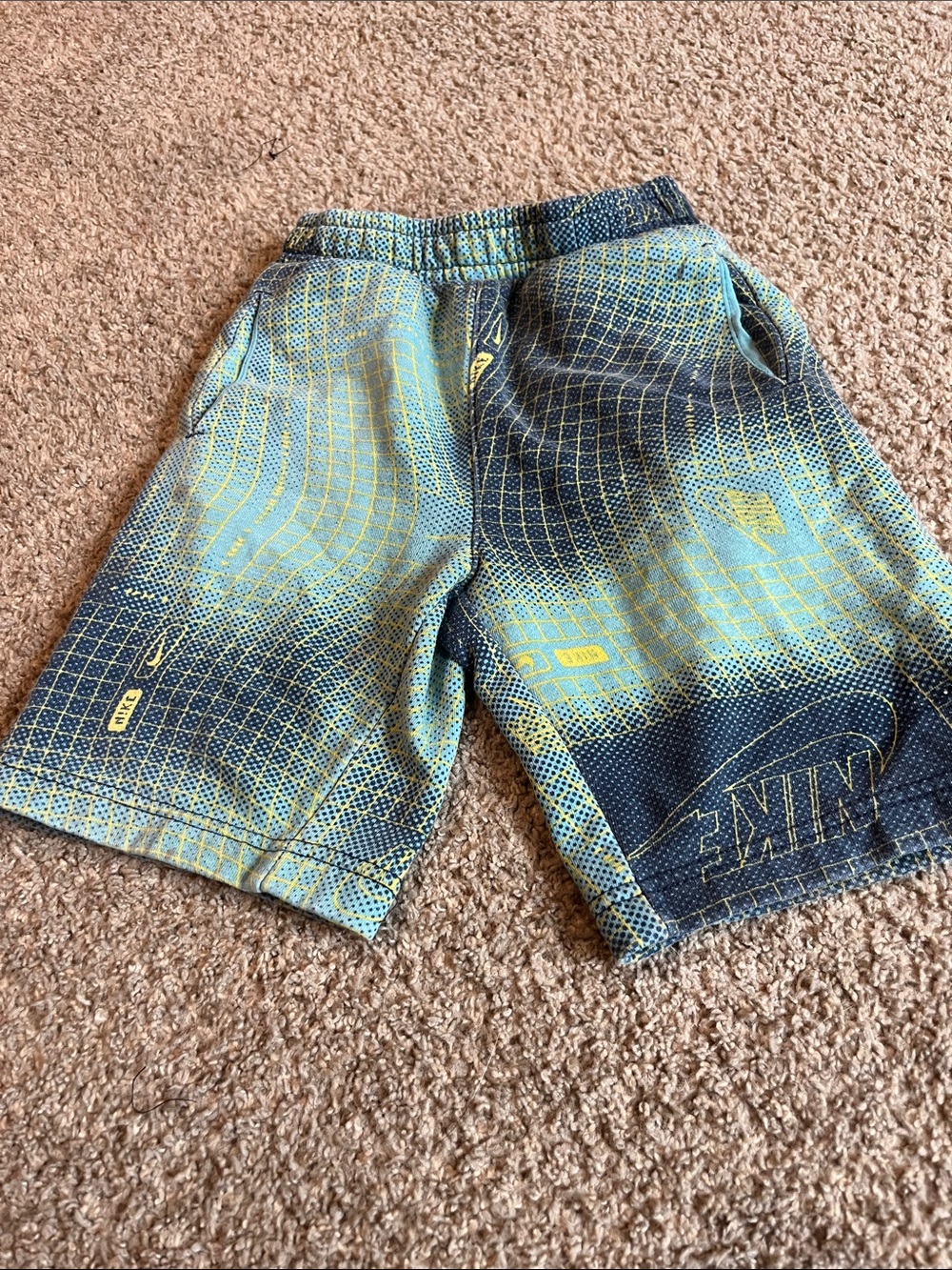 Nike Boys' Blue and Yellow Geometric Print Athletic Shorts